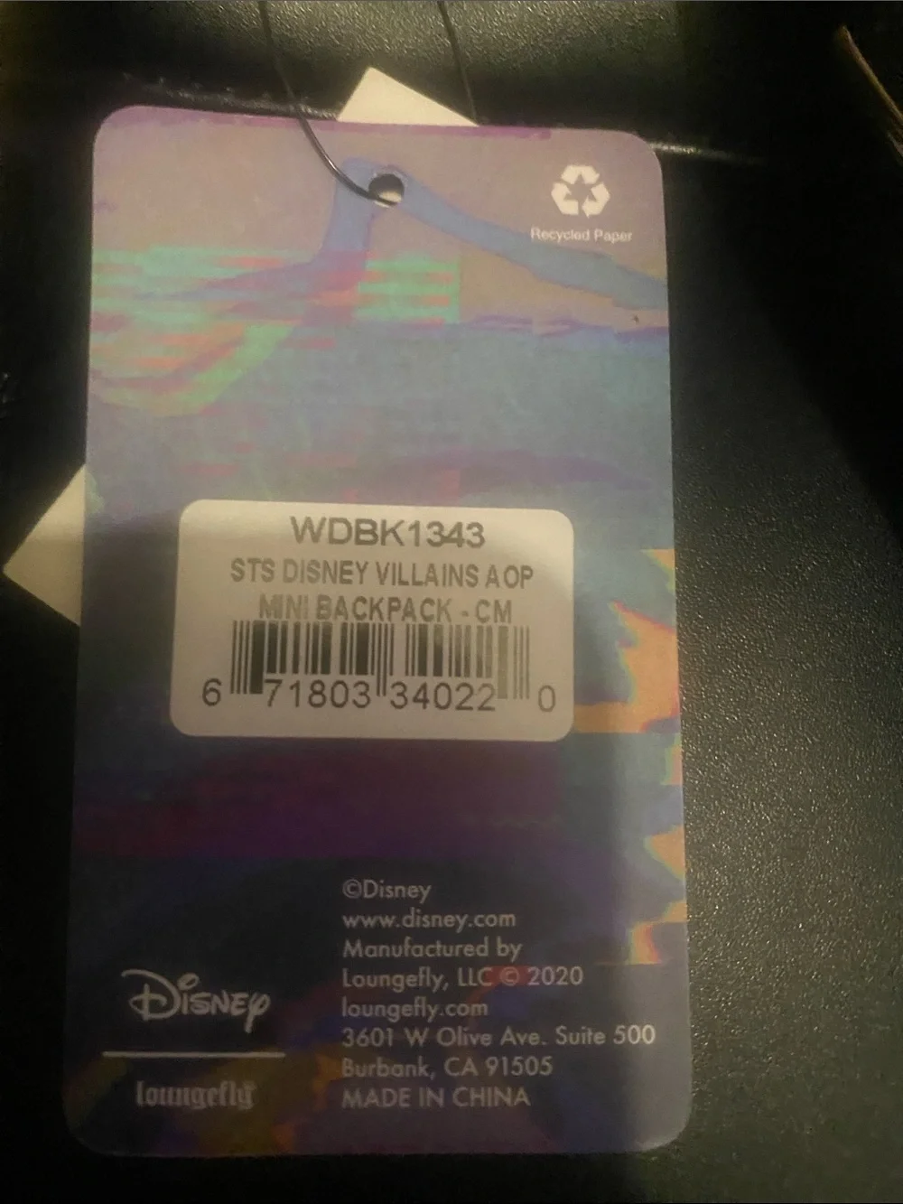 Loungefly Black Disney Villains Mini Backpack with Multicolor Character Print